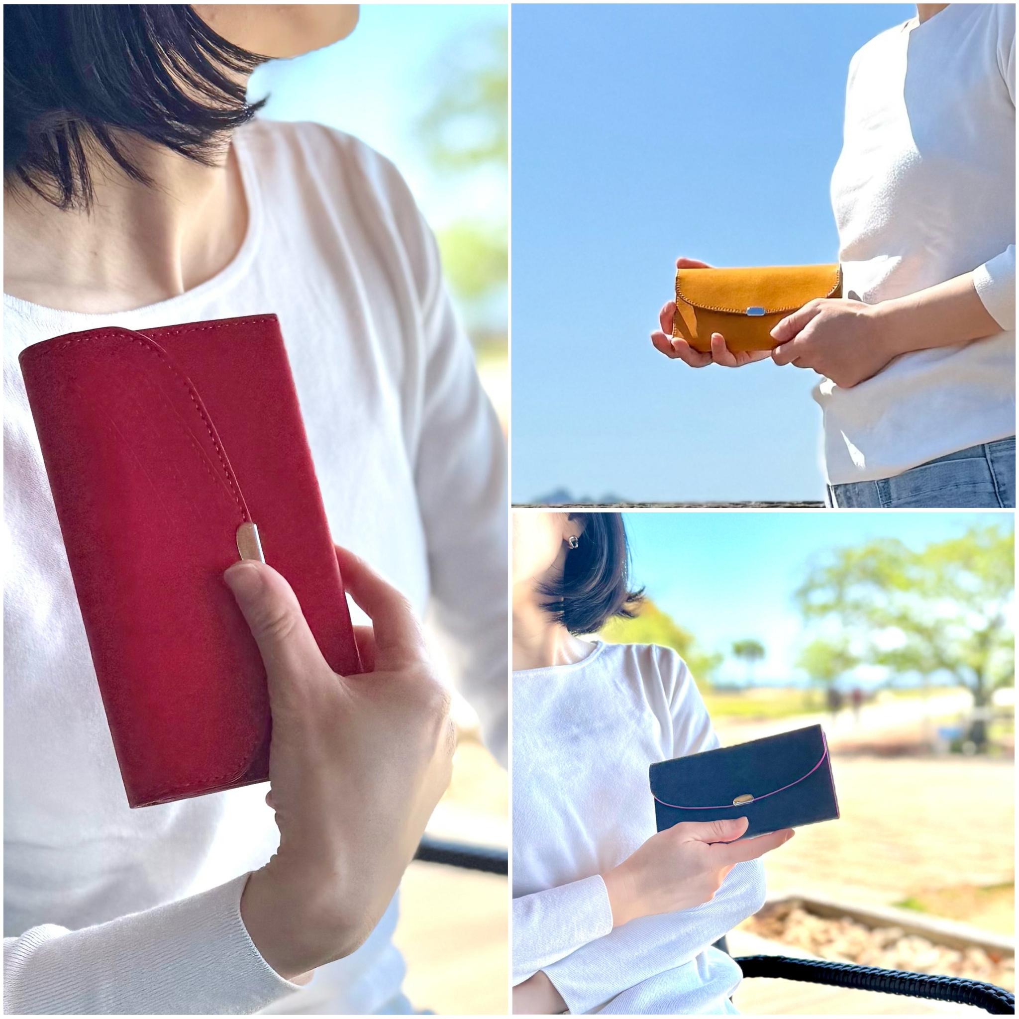 お札を折らないコンパクト長財布 小さいのに見やすい・取り出しやすい お財布ショルダー対応 カラーカスタム （ナチュラル） | 6枚目