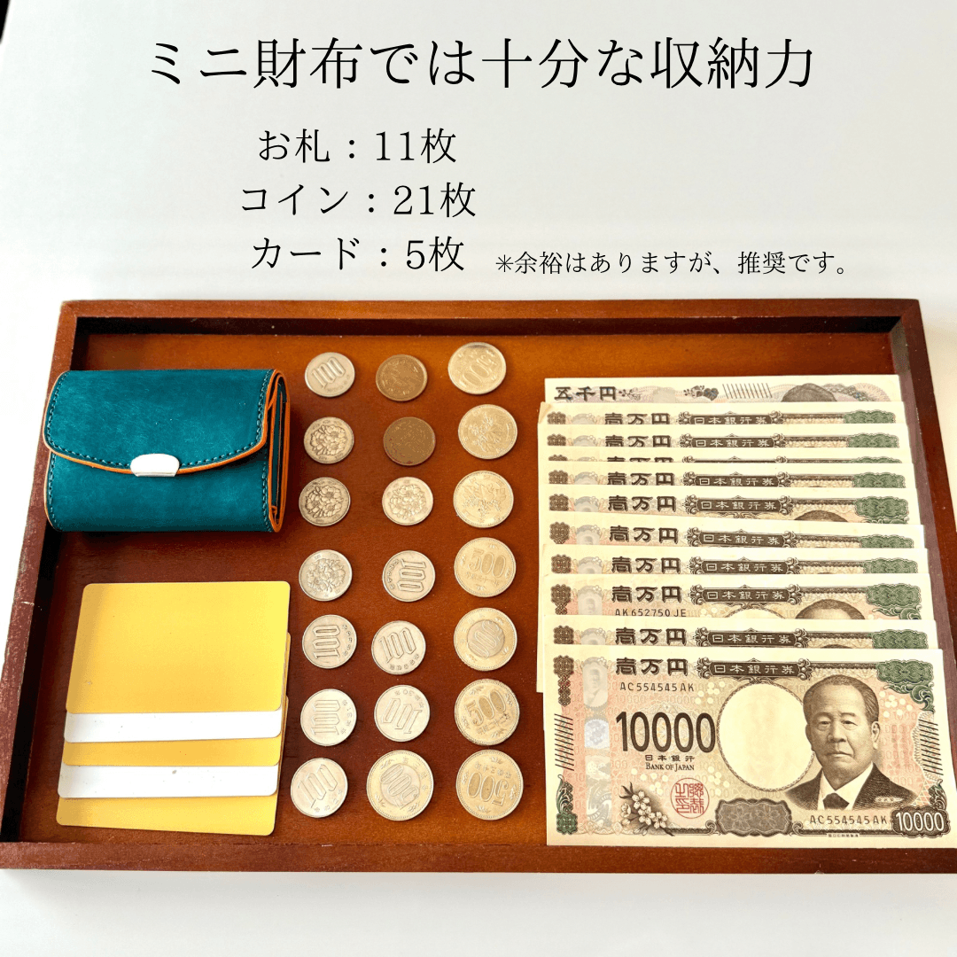 お札を折らない ミニ財布 本革 ハラコレレザー | 8枚目